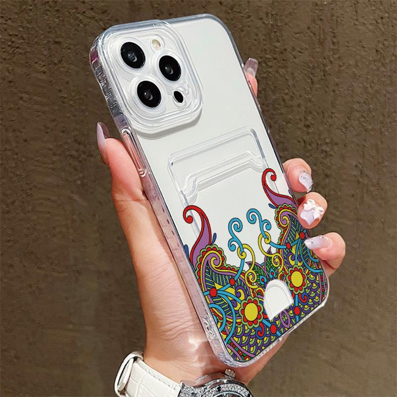 Card Slot Holder Silicone Wallet Pocket Case For Realme 10 C21 C21Y iPhone 14 16 15 Samsung A06 A16 A54 Infinix Note 30 Pro Cover Clear Phone Bumper