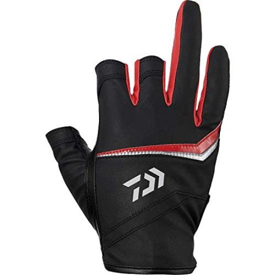 

DAIWA Leather Fit Gloves 3 Cut Black Red XL DG-2221