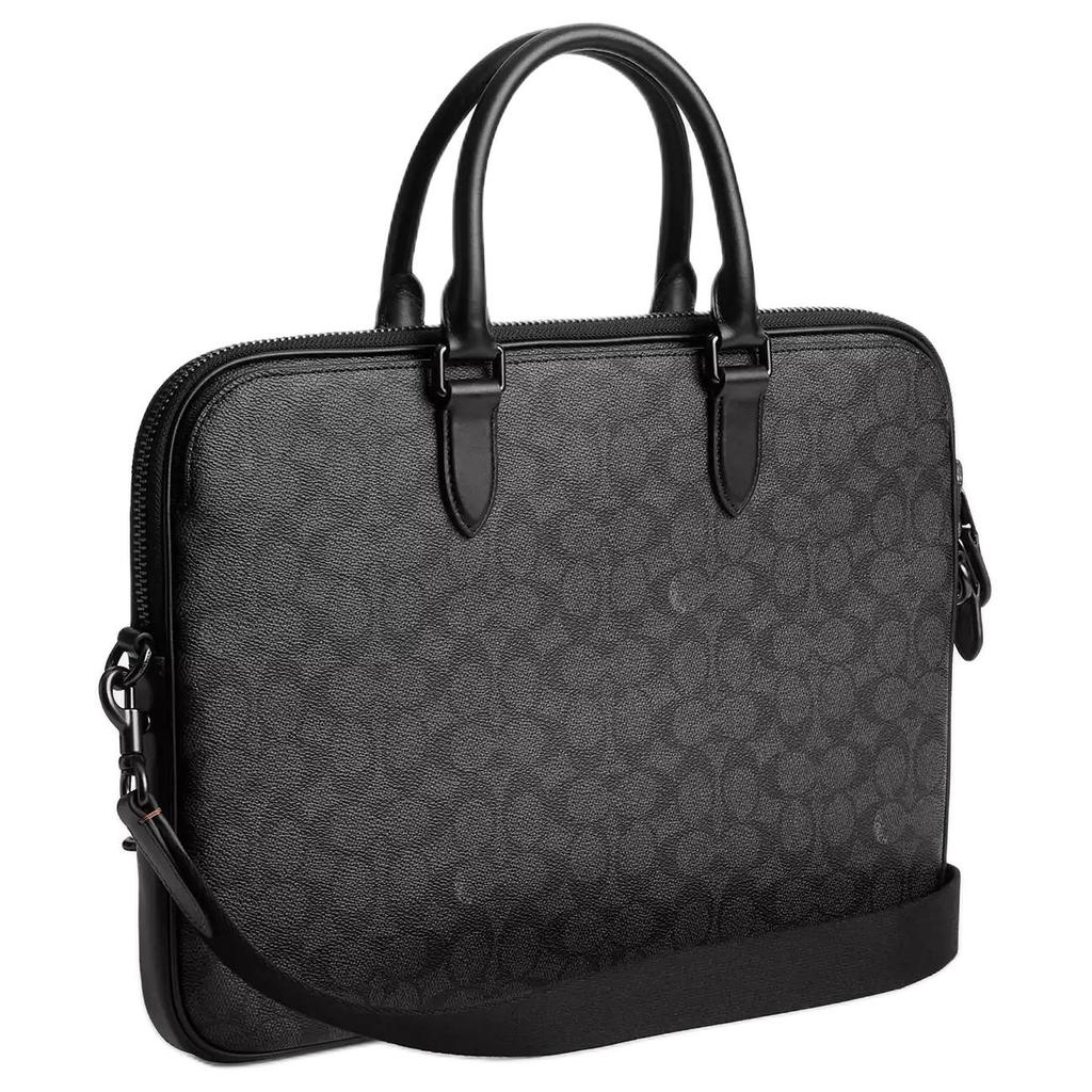 Coach Gotham 38 Classic Print Zipper Closure Coated Canvas And Calfskin Crossbody Shoulder Tote Bag Large Men bags Charcoal CV955-R8E