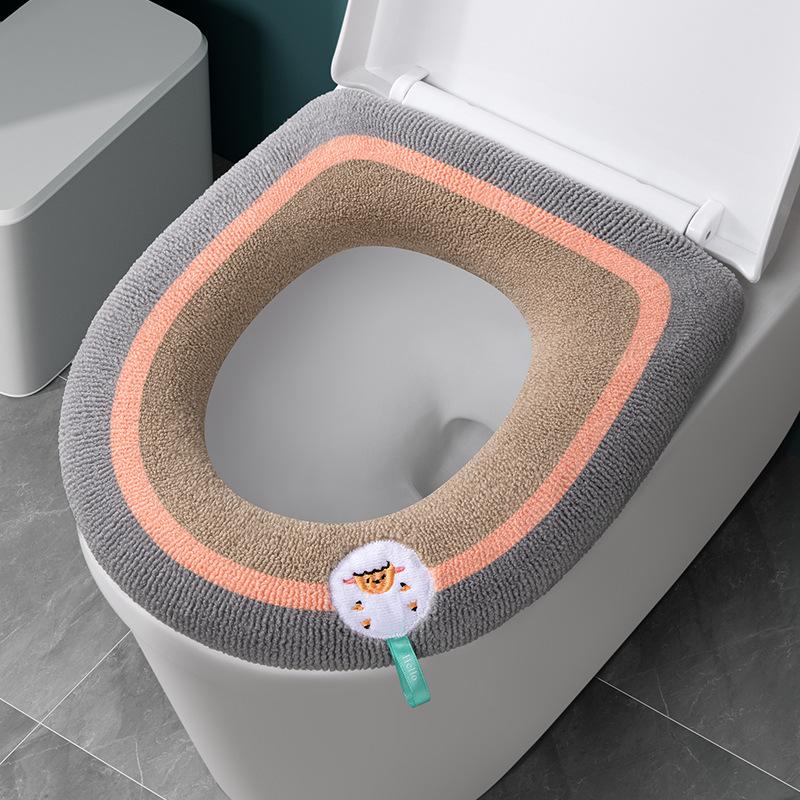 Home Thickened Toilet Seat Pad Four Seasons Universal Winter WC Seat Cover with Handle Washable Cartoon Toilet Mats Rim Cushion