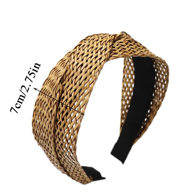 1PC Straw Weaving Cross Knotted Headband Women Girls Handmade Hair Hoop Hand-woven Wide Head Band Lady Braided Hair Accessories