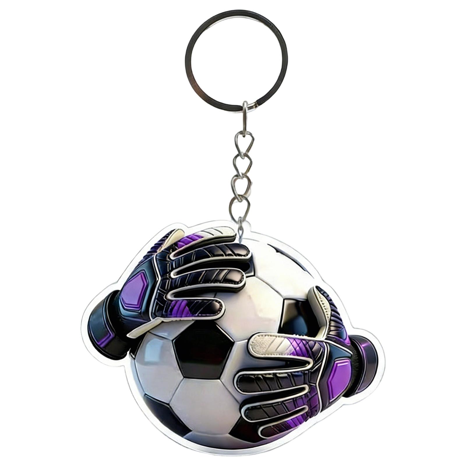 

Soccer Ball and Goalkeeper Gloves Acrylic Keychain Durable Lightweight Sports Theme Key Holder for Bags Backpacks Luggage One Size фиолетовый