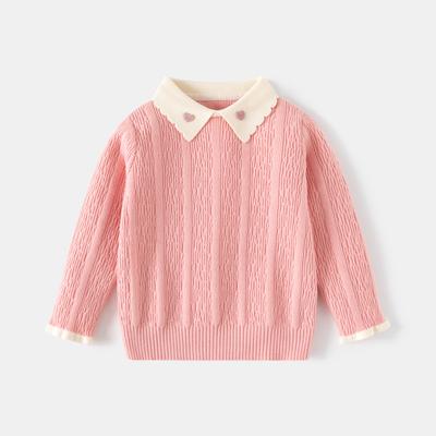 Girls' Lapel Sweater Trendy Pick Size To Get The Goods Korean Version of Children's Clothing Baby Single-layer Core-spun Yarn Twisted Top