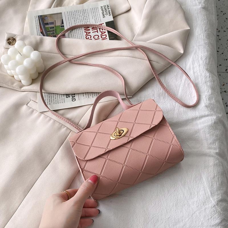 2026 New Fashion Diamond Embossed Crossbody Clutch - Simple Plaid Small Square Bag