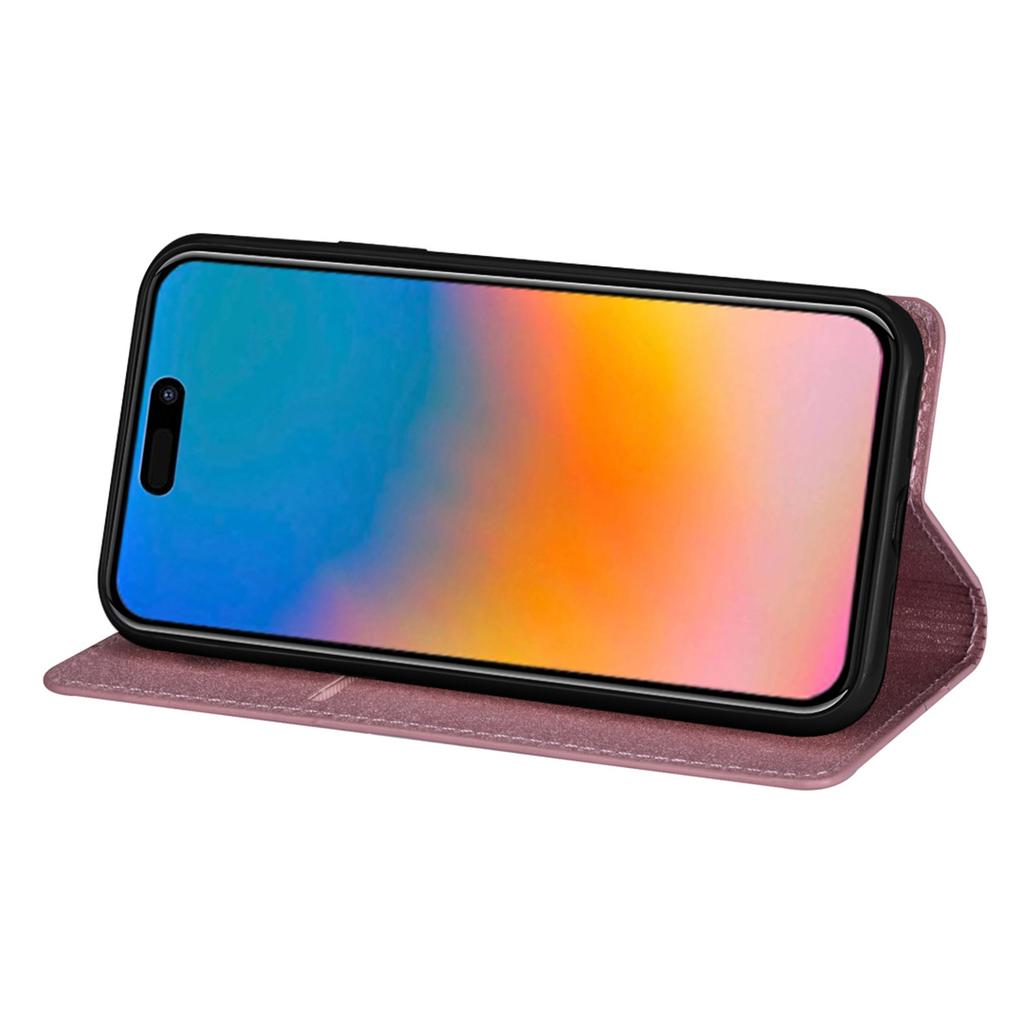 Applicable to Apple 15 glitter magnetic suction multi-card leather case 15pro women's glossy protective case 16pro card case