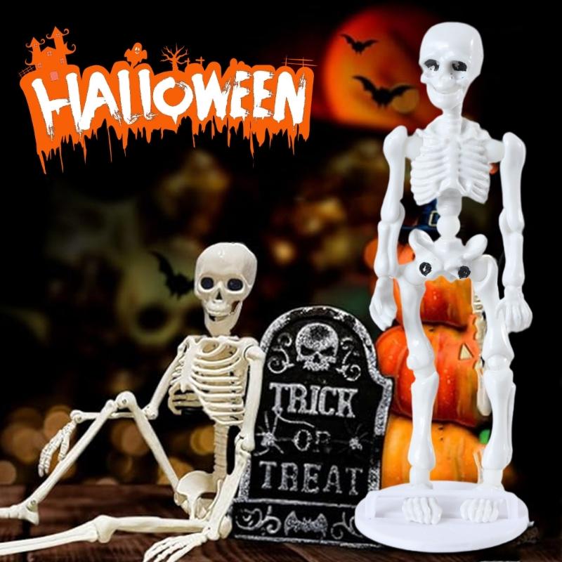 Articulated Tiny Human Skeleton Replicas, 9cm White Skull Model, Human Skeleton Model for Halloween Display Craft Toy