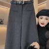 European High-End Winter Wool Wide-Leg Pants: Stylish, High-Waisted, Versatile, and Warm Women's Casual Trousers.