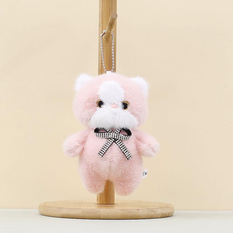 Plush Cat Keychain With Pp Cotton Filling For Cute Bag Decor