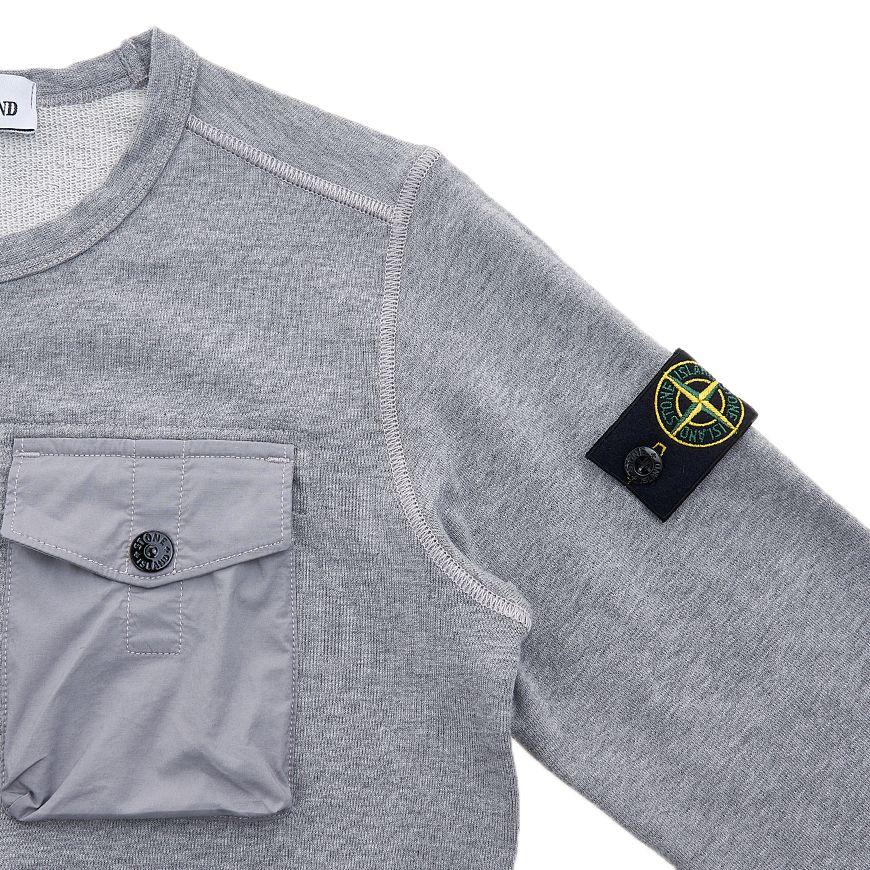 STONE ISLAND Sweatshirt Kids Solid Color Crew Neck Pullover Casual Long Sleeve Kids Tops Gray 781660240-V0M64