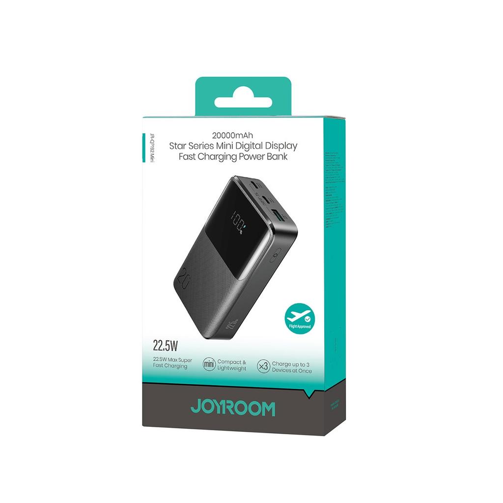 Powerbank 20000mAh 22.5W USB-A USB-C with Display JR-QP192 Mini - Black