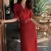 2025 Autumn and Winter New French High-End Temperament Long-Sleeved Knitted Dress for Women
