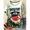 Fashion Women's Crew Neck Short Sleeve 3D Casual Color Printing Casual Short Sleeve Crew Neck T-Shirt