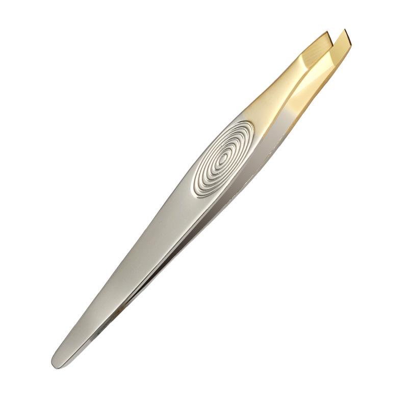 Stainless Steel Gold-Plated Slant Eyebrow Tweezers & Trimmer by Yangjiang Beauty Tools