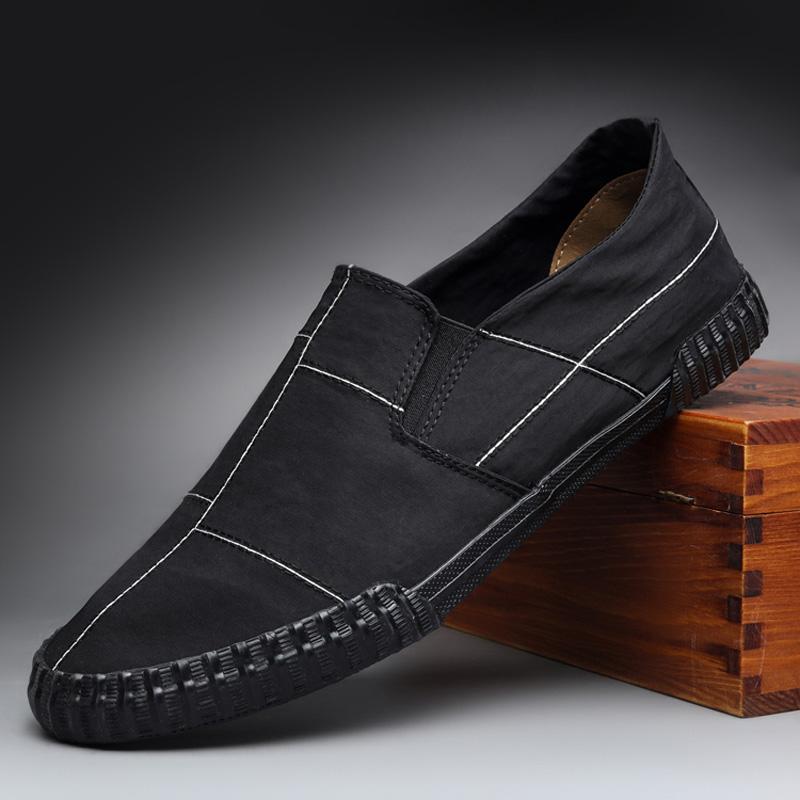 Nya skor för män Mode Loafers Vår Sommar Ventilerande Tyg Söm Casual Skor Trendiga Coola Slip-on Platta Skor