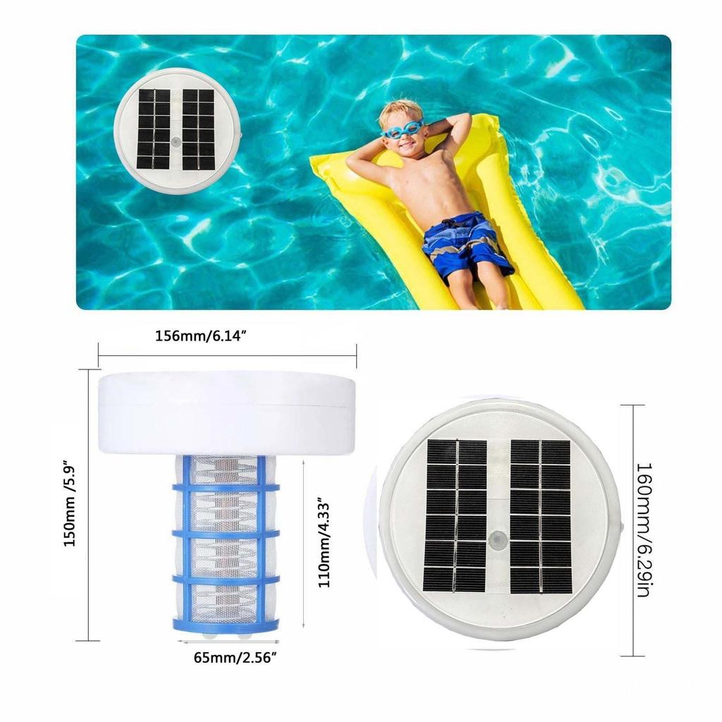 Solar Pool, Automatic Floating Pool Cleaner, Water Purifier With Thickened Copper Anode To Ensure Clear Water