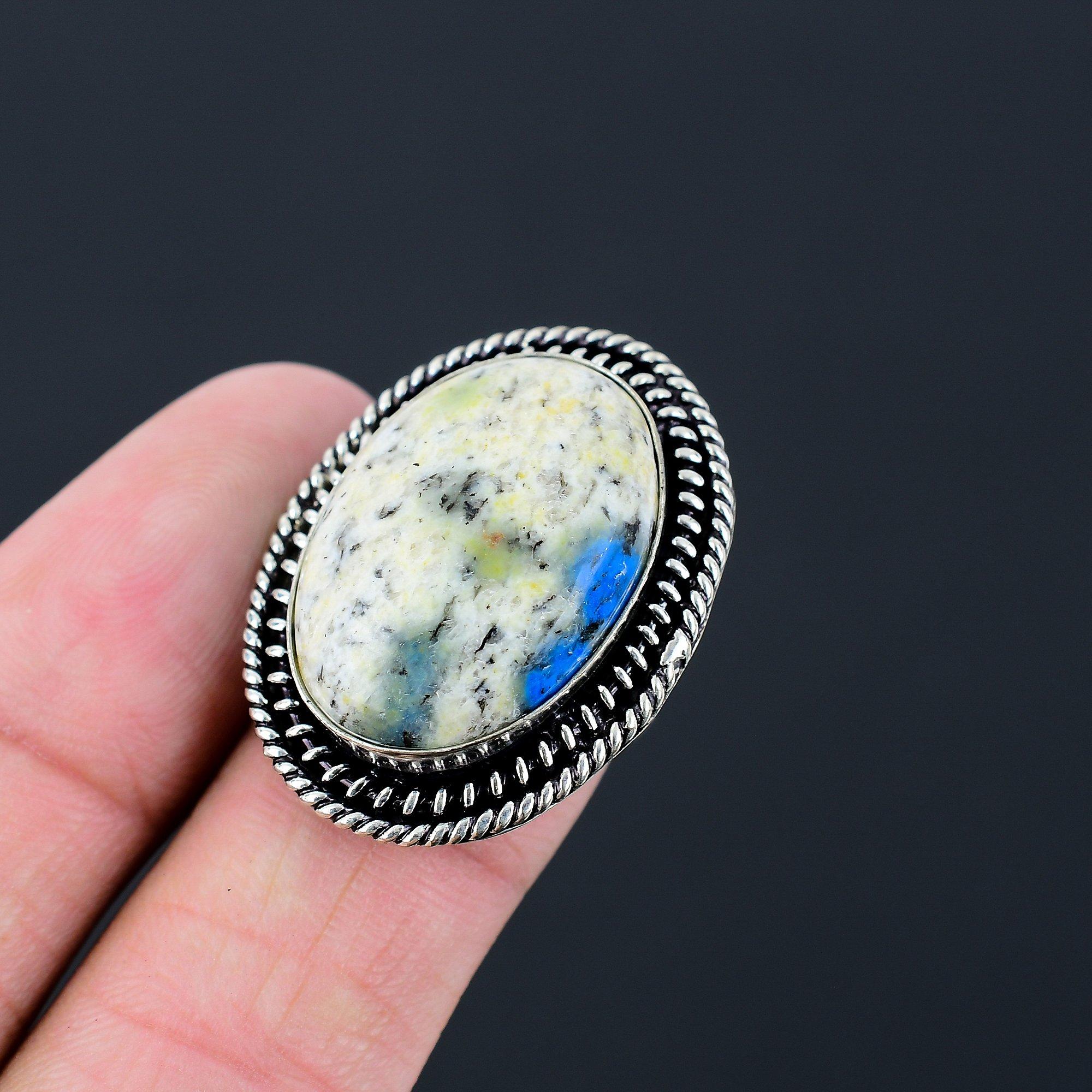 Sisters Day Sale 925 Sterling Silver Oval K2 Jasper Stone Solitaire Ring Size 7 7