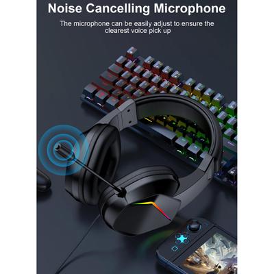 USB Wired Gaming Headset with LED Light, Over Ear Headphones for PC Laptop, Noise Cancelling Mic, 40mm Driver for