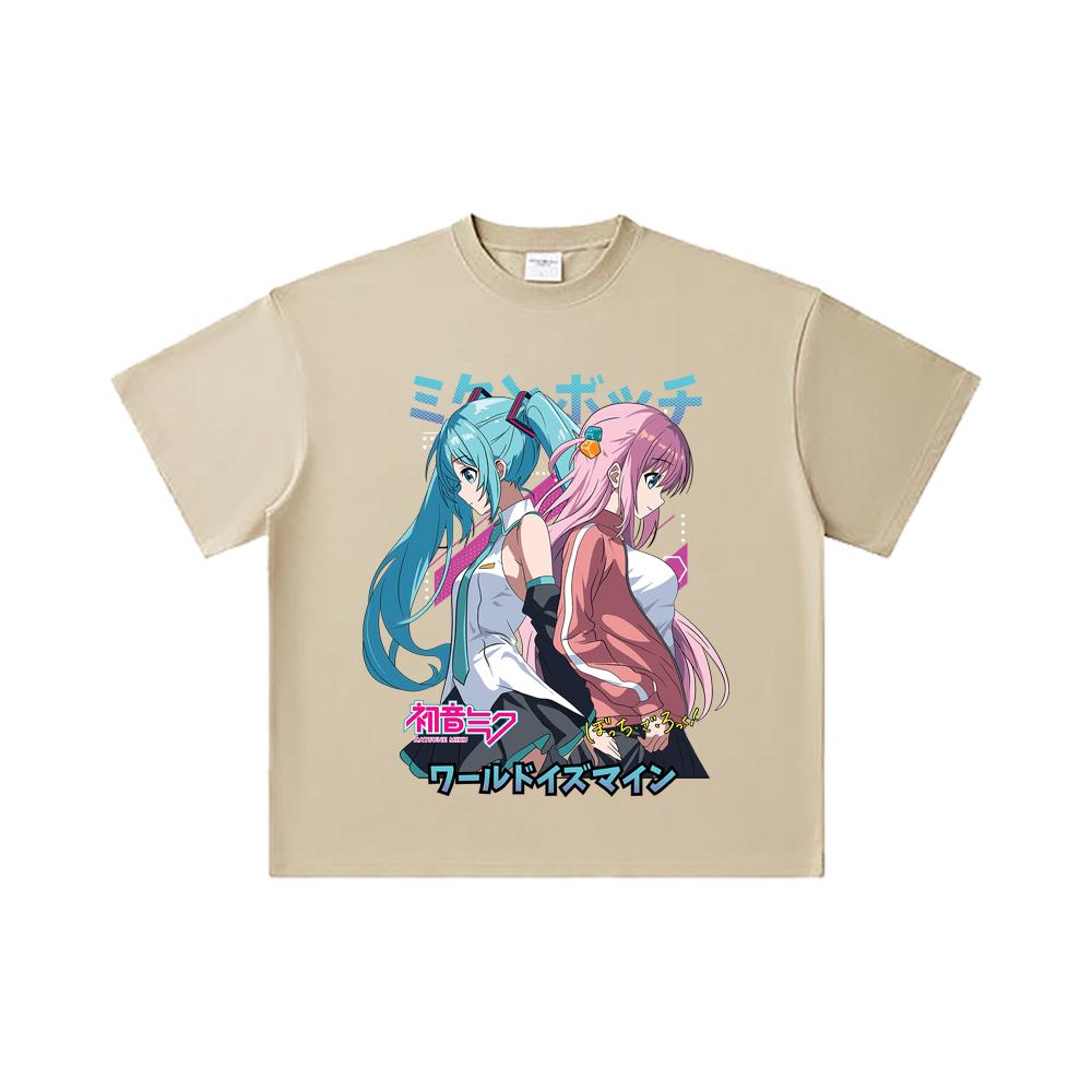 260 GSM Double Yarn 32 Count 100% Cotton Bocchi The Rock V3 Miku Bocchi Print Unisex Heavy Cotton T Shirt