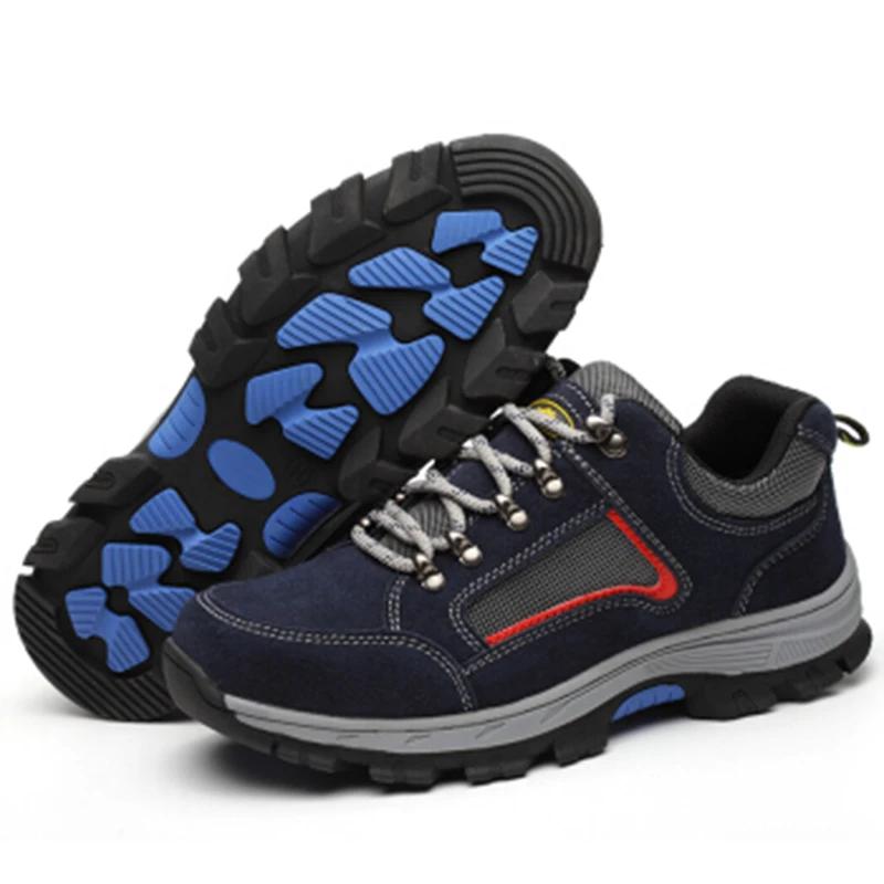 Work Safety Shoes For Men Vintage Blcak Mesh Breathable Steel Toe Cap Boots Mens Labor Insurance Puncture Proof Casual Shoe Man