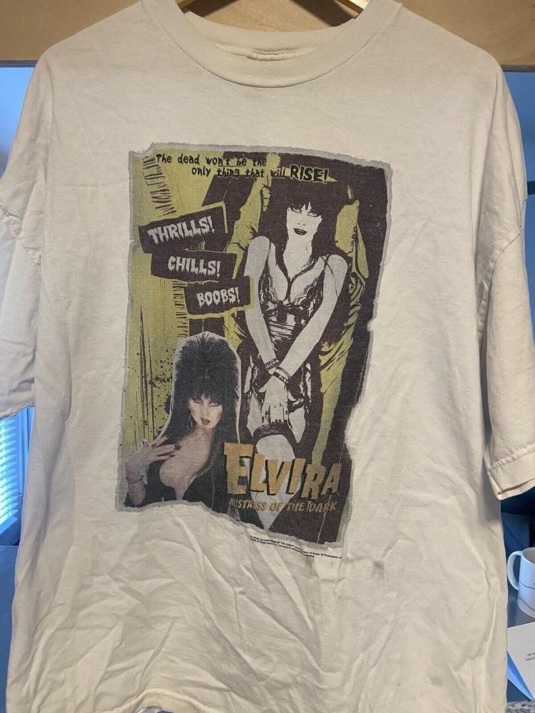 Elvira Mistress of The Dark Horror Movie Full Size Shirt wHITE Unisex T-Shirt L