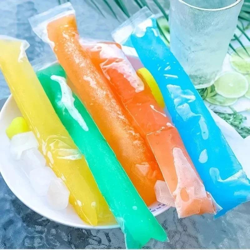 100/60/20 stk engangs ispopformpose Stor fryseispinne forseglede poser DIY Juice Yoghurt Smoothie Bag med trakt iskremverktøy