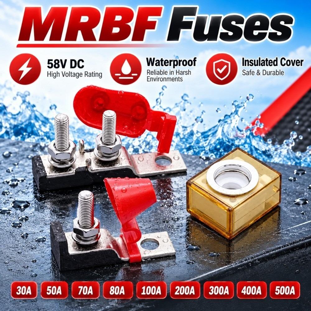 58V DC Battery Fuse Block 30A 50A 80A 100A 200A 300A 500A Fuse Block Holder Terminal Fuse  Boat