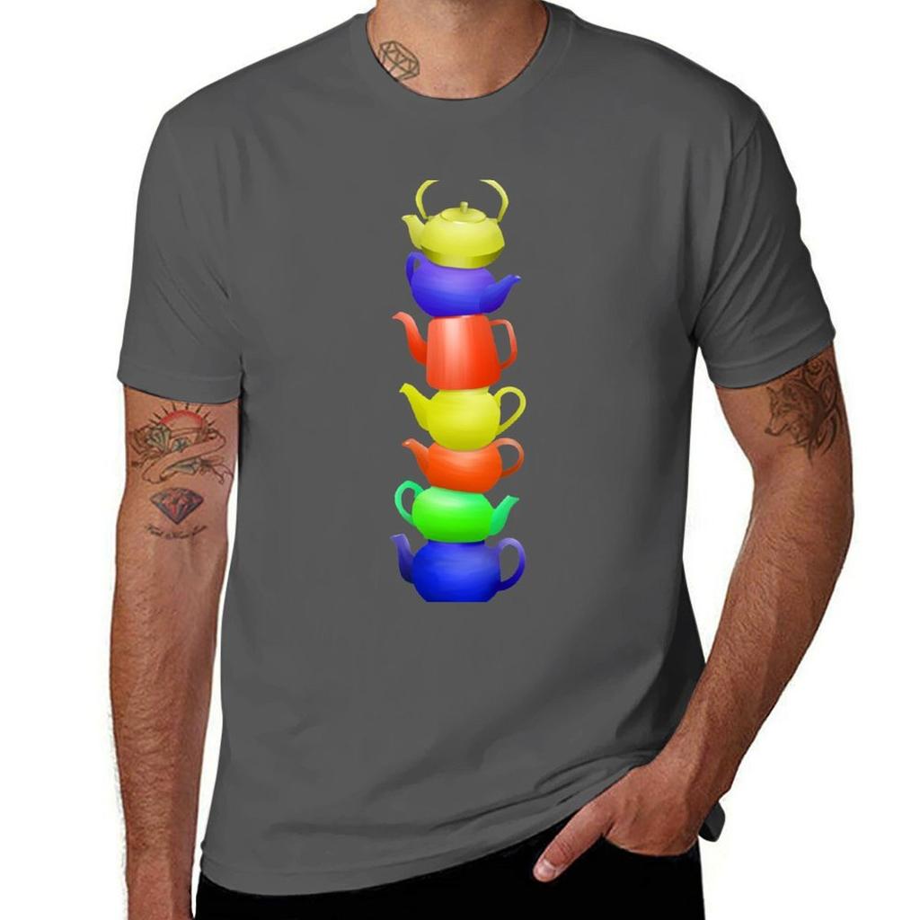 Teapot Pattern Tshirt Cotton T Shirts High Quality Tshirt