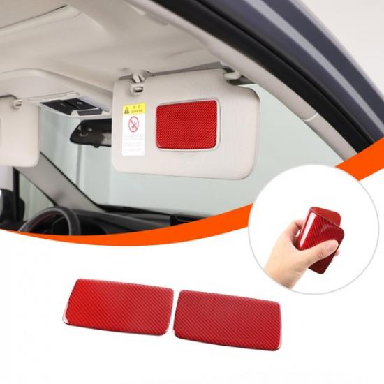 Red Soft Carbon Interior Vanity Mirror Trim Sticker For Subaru Forester SK 19-24