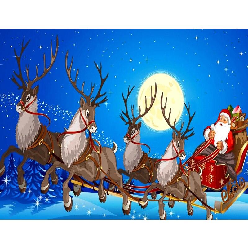 5D Diamond Painting Santa Claus Diamond Mosaic Christmas Diamond Embroidery Winter DIY Full Round Cross Stitch Home Decor