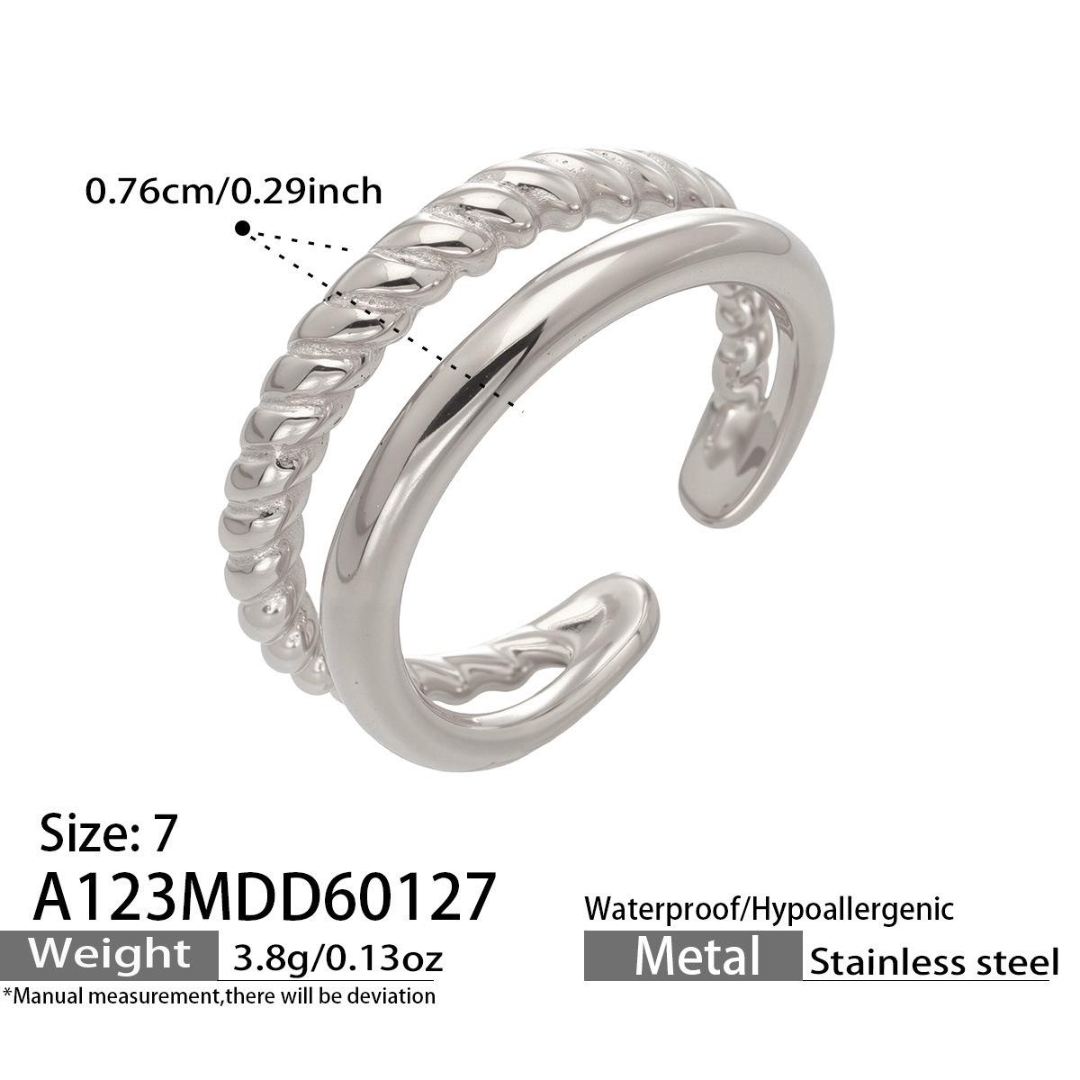 Elegant 18K Gold-Plated Cable Knit Open Women s Ring Size 7