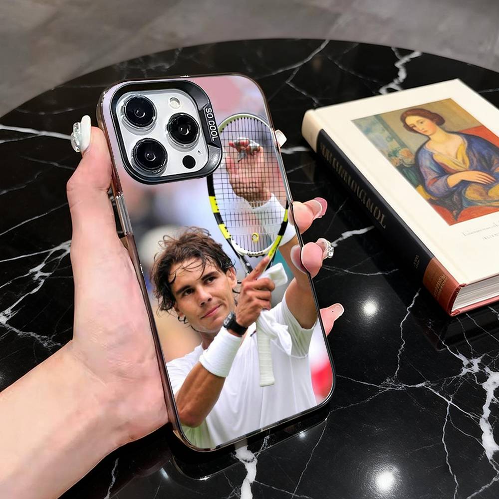 

Cool Tennis Star Portrait Phone Case For iPhone 17,16,15,14,13,12,11 Plus,Pro Max,XS,Colored Silver Plated Inside Cover iPhone16pro