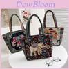Ethnic Elephant Cat Rabbit Canvas Tote Bag With Zipper Pocket For Daily Use