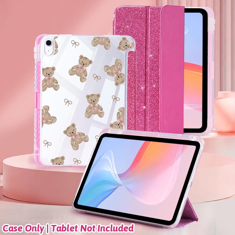 Чехол со слотом для стилуса для IPad A16 2025, Умный чехол для IPad 11-го/10-го поколения, Глянцевый чехол для IPad Air 11 M3 M2, IPad Air 4/5 iPad mini 6th 7th розовый