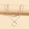 New silver-plated circle thick line multi-layer necklace celebrity fashion street shot personalized double-layer collarbone chain women