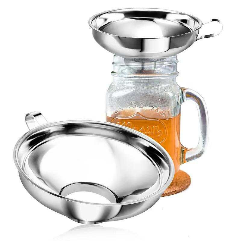 Food-Grade Stainless Steel Wide Mouth Kitchen Funnel for Oil, Pulp, Sauce, and Salad Filling