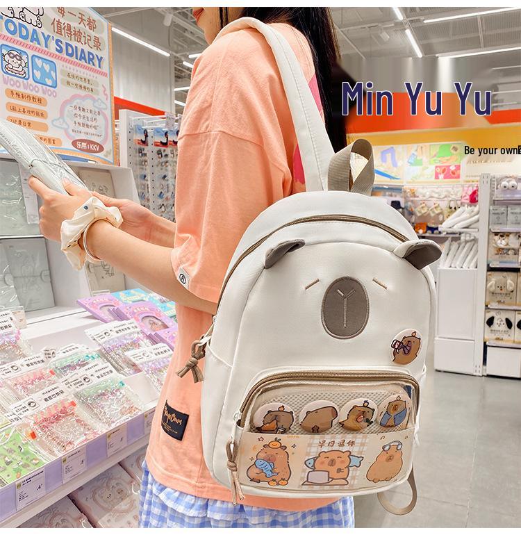 High-Capacity Capybara Backpack - Japanese Cartoon Schoolbag for Students and Travel
