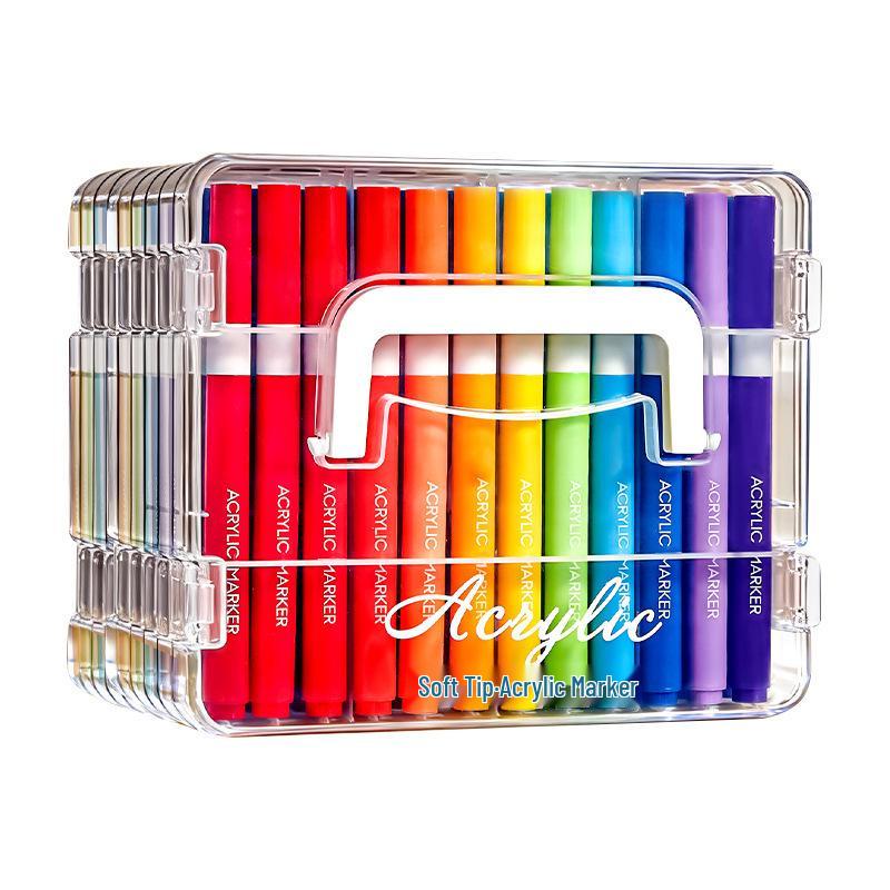 Opaque Multi-Color Acrylic Markers with Soft Tip, Waterproof for Students & Kids' Art, Kindergarten, Graffiti