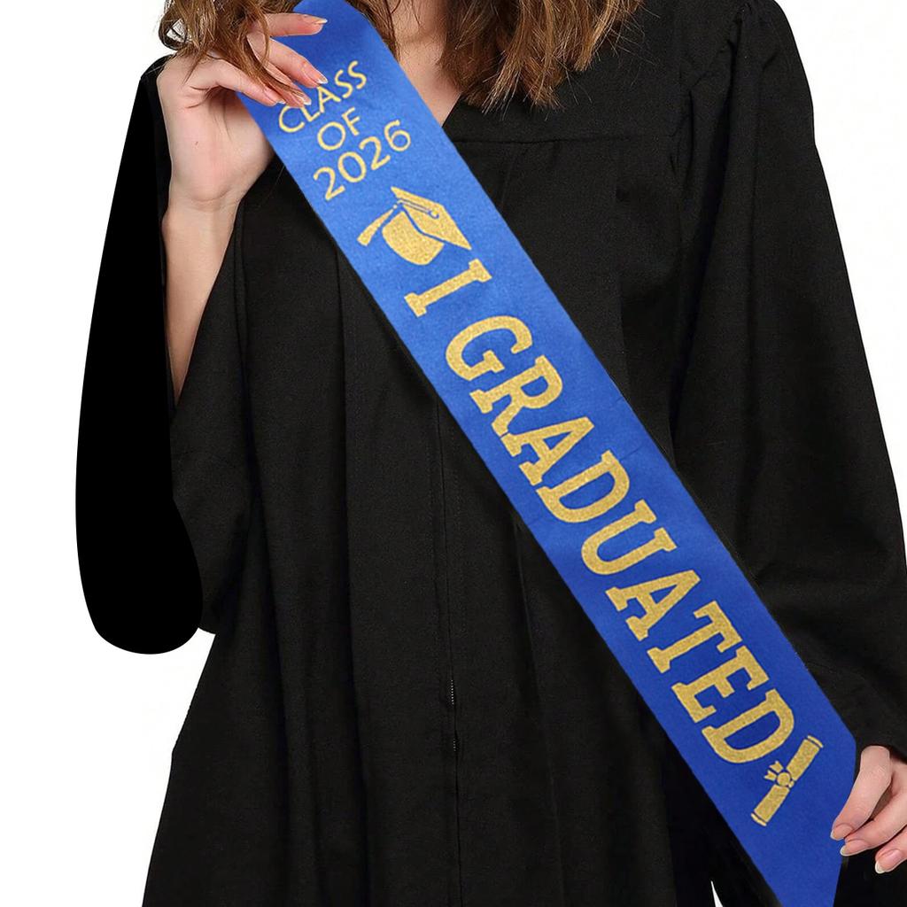 Class of 2026 Graduation Sash I Graduated Printed Stole 4 Color Choices Polyester Sash for Congrats Graduation Party Decorations