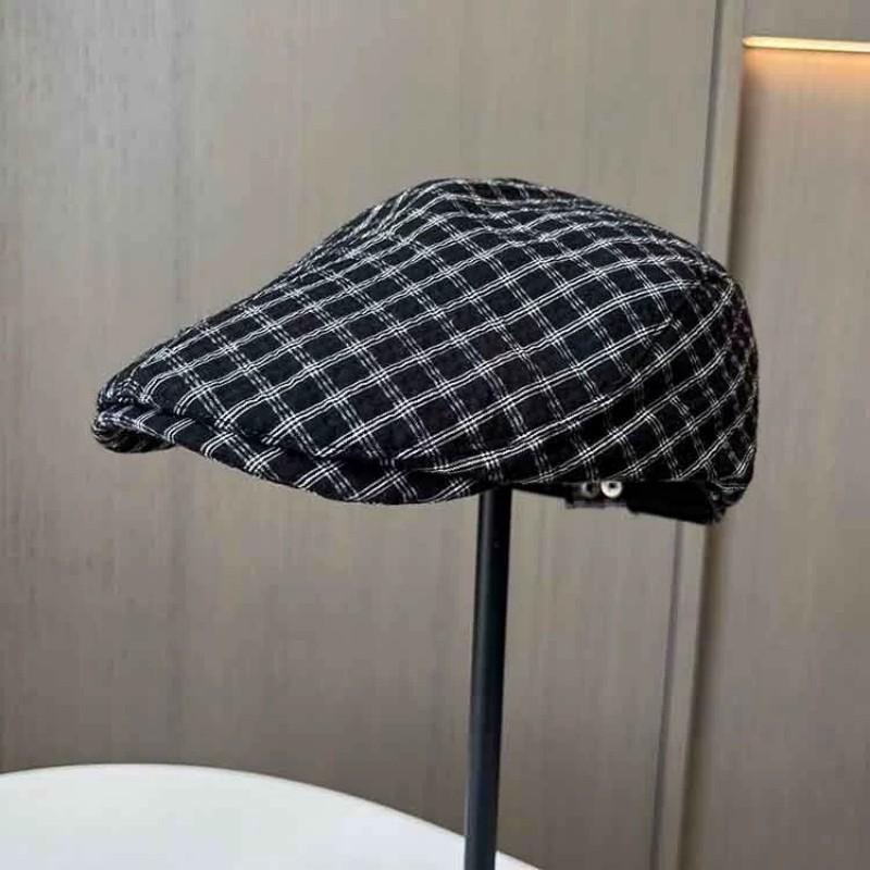 Wearable in All Seasons Artistic Casual College-Style Plaid Forward Cap for Women Cute Artist Hat Reverse-Wear Forward Cap