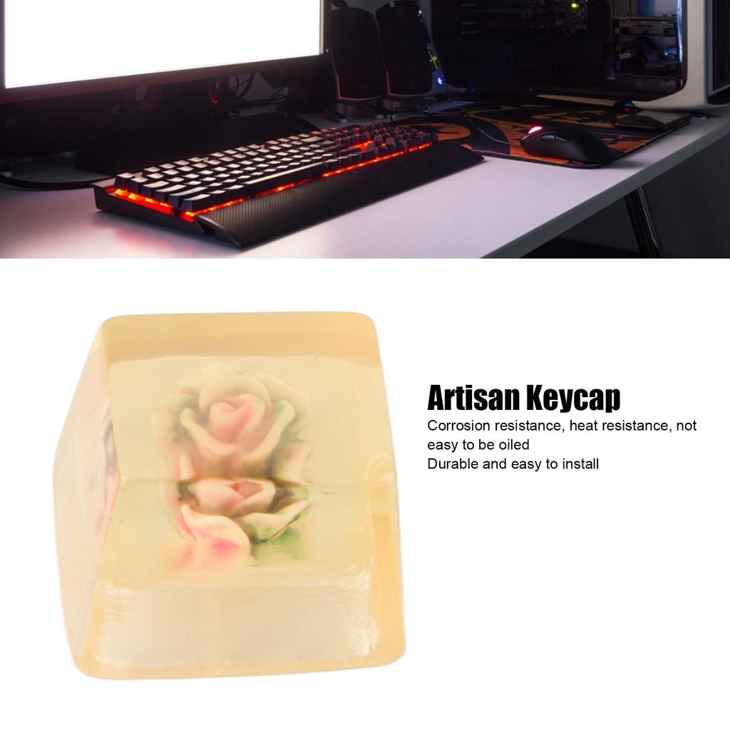 Resin Keycap HandMade CorrosionResistant Universal Mechanical Keyboard Accessories(Pink Rose )