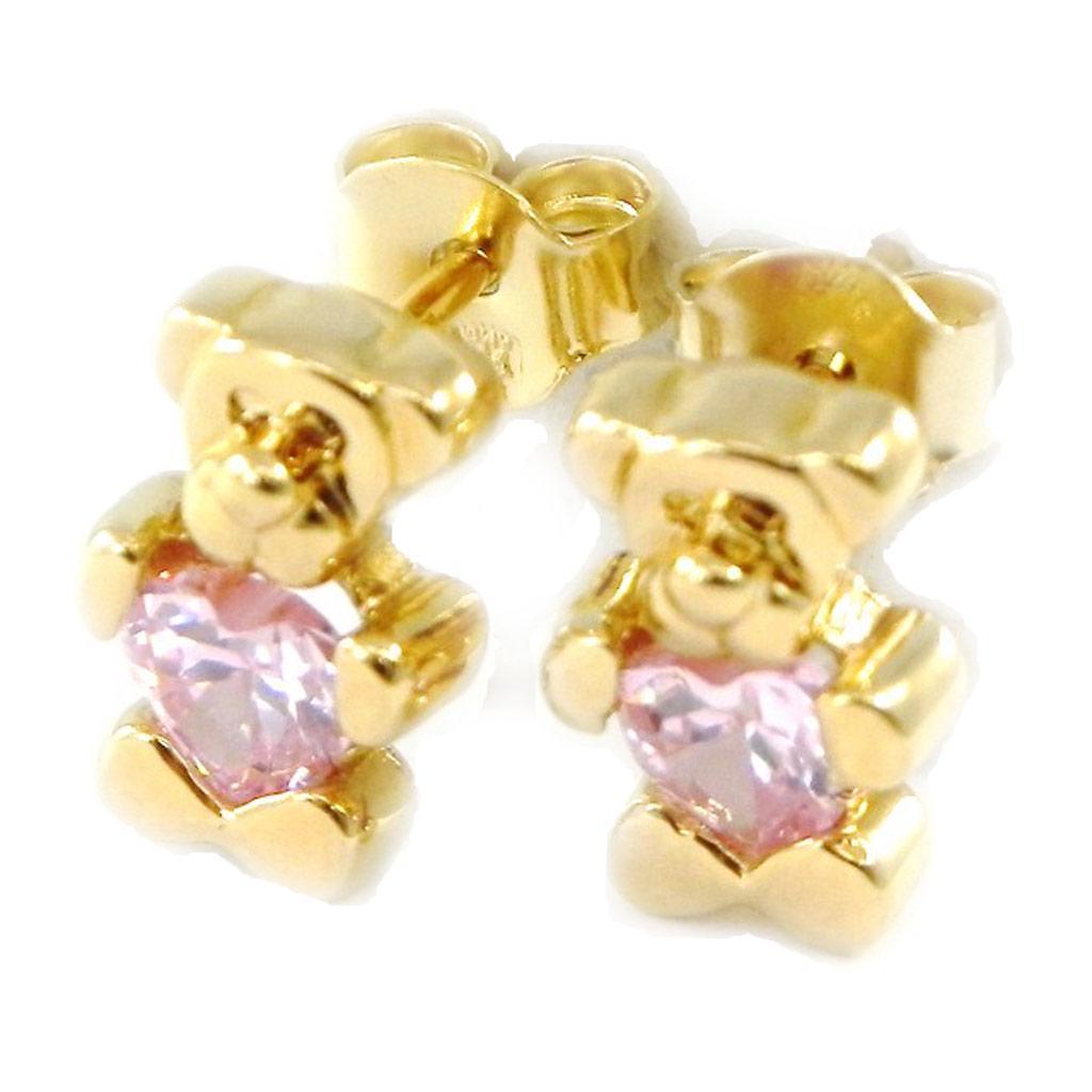 Les Trésors De Lily [G1988] - Gold Plated 'Teddy Love' Earrings