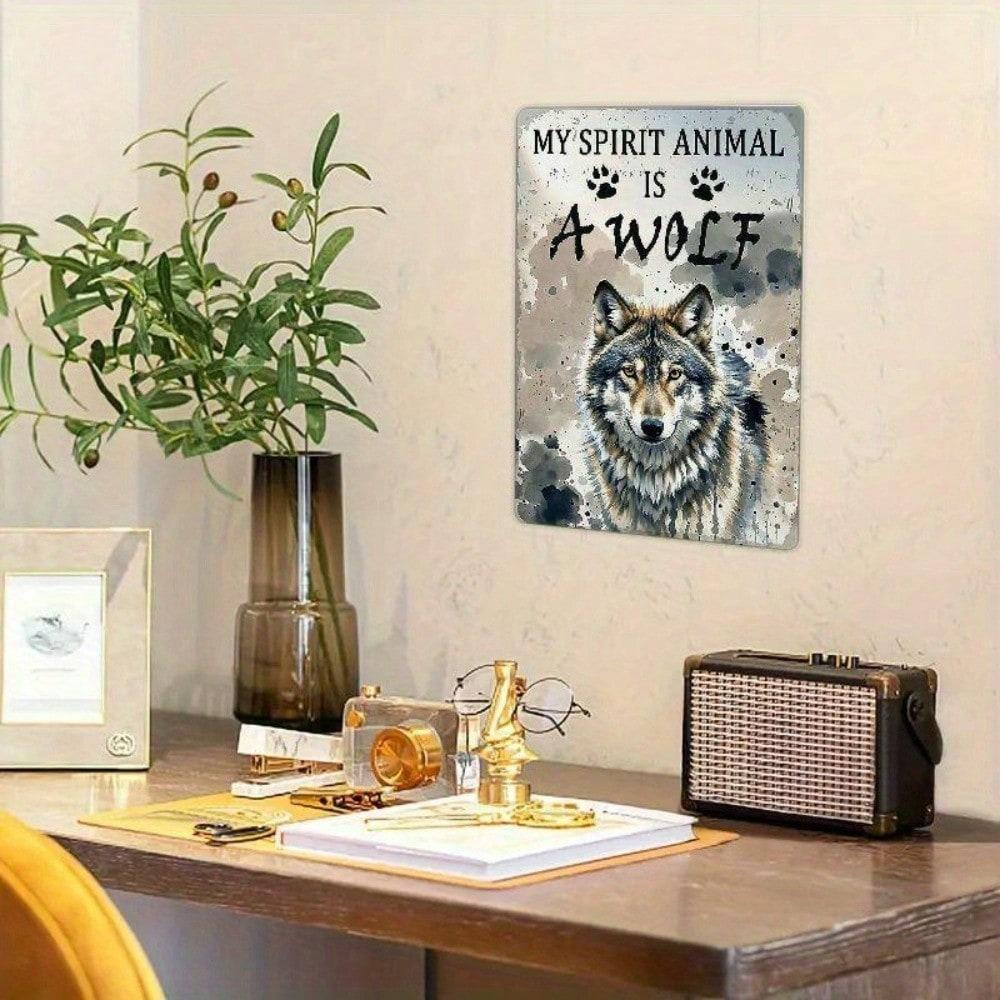 Wolf Spirit Animal Metal Wall Art 8x12 Rustic Tin Sign Lodge Cabin Retro Decor