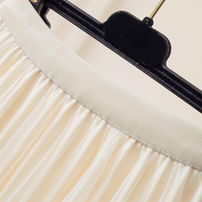 Skirt for Women Casual Versatile Elastic High Waist Long Loose Trousers Plus Size Double Layer Thickened Stretchy Slim Solid Colour Skirt