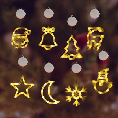 LED Christmas Atmosphere Decoration Suction Cup Light, Can Adsorb Glass and Hang, Color Light/warm Light Optional