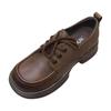 Soft Leather Platform Small Leather Women Spring and Autumn Models Round Head Lace-up Soft Sole Non-slip Loafers British Style Single Shoes