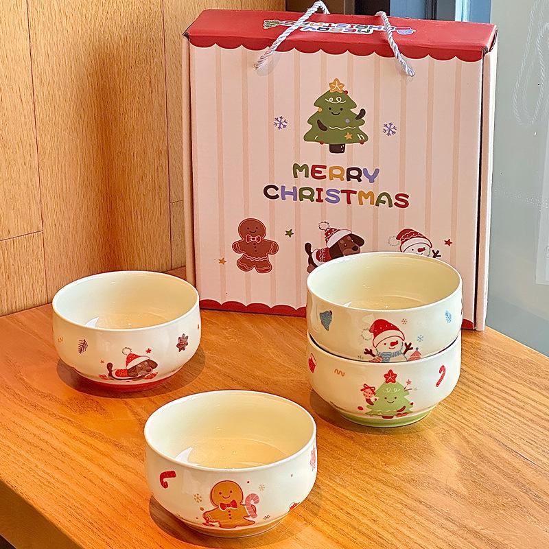 

Christmas gift cute tableware gift box set 2025 new high-value ceramic rice bowl yogurt bowl household No specifications