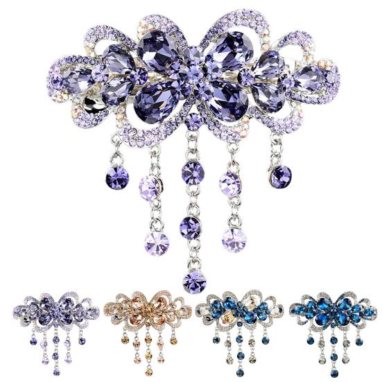 Beautiful Non-Slip Delicate Headdress Women Symmetrical Geometry Rhinestone Hair Barrette for Dating Clip