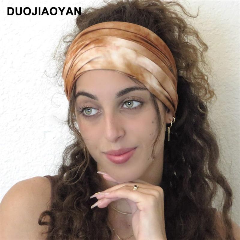 Knot Headband, Color Blocked Pattern Printed Sports Headband, Fashionable Polka Dot Wide Edge Elastic Headband