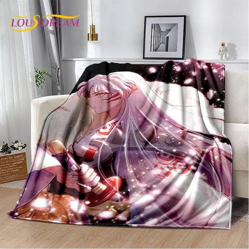 Pătură moale de pluș cu desene animate Inuyasha, pătură de flanel, pătură pentru sufragerie, dormitor, pat, canapea, husă de picnic Bettdecke
