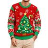 Men's Christmas Ugly Sweater, Casual Loose Fit Crewneck Pullover with Print, Holiday Party Top for Couples